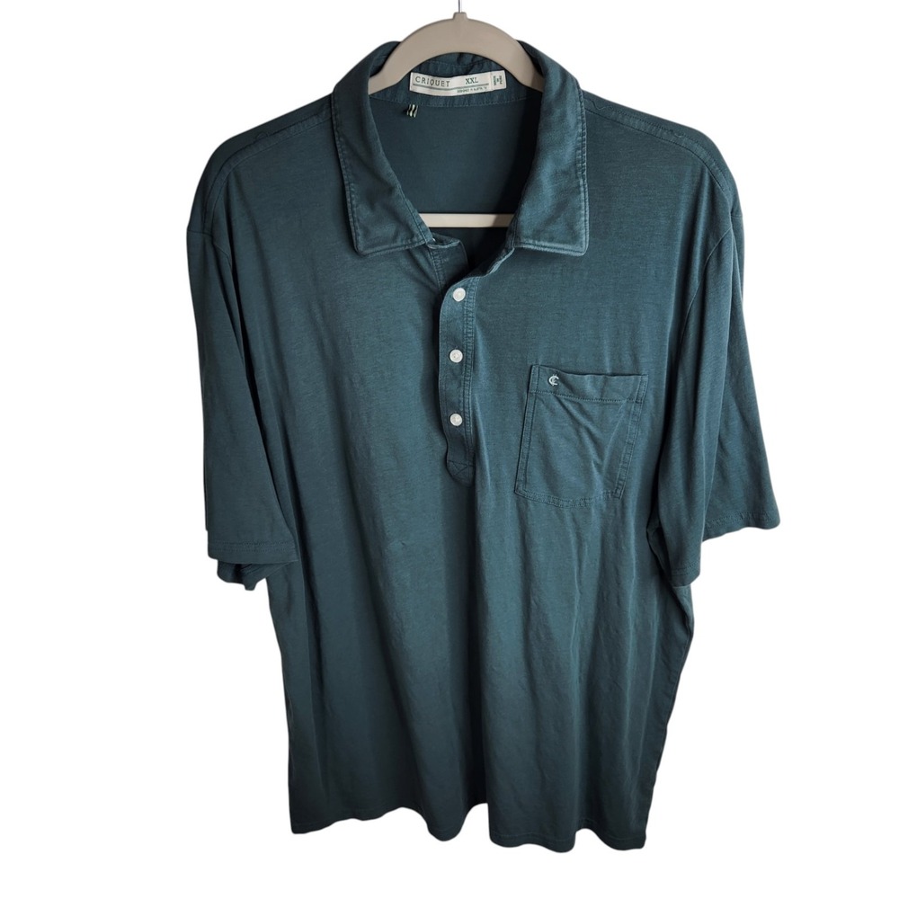 Criquet Men's Polo Shirt‎ Size XXL Blue Green Golf Casual Short Sleeve Preppy